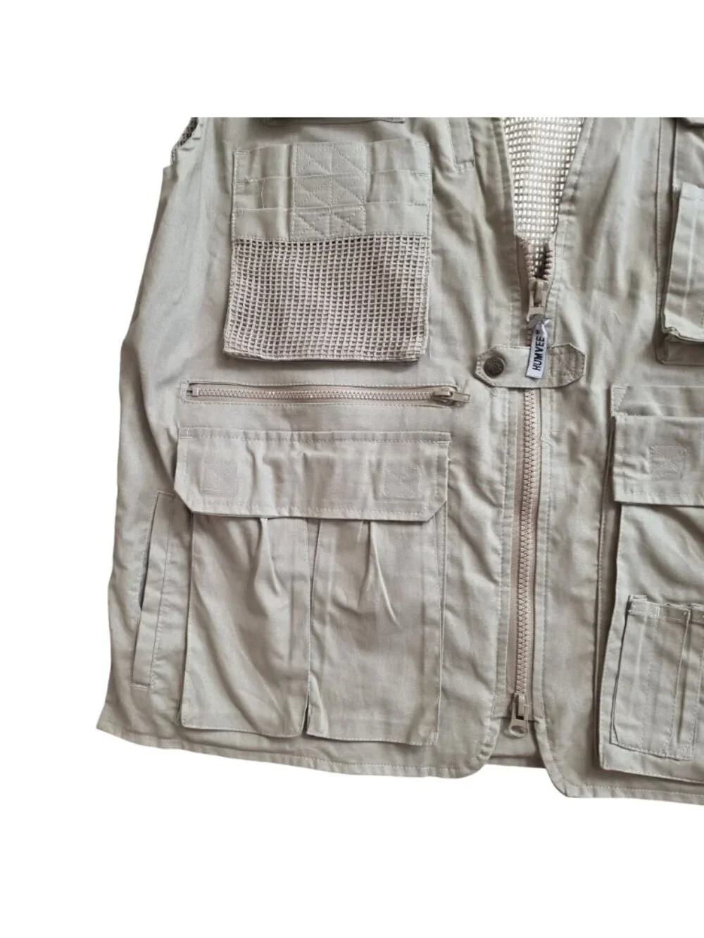Humvee Adventure Gear 2XL Khaki Multi-Pocket Fishing Vest pockets Utility vest